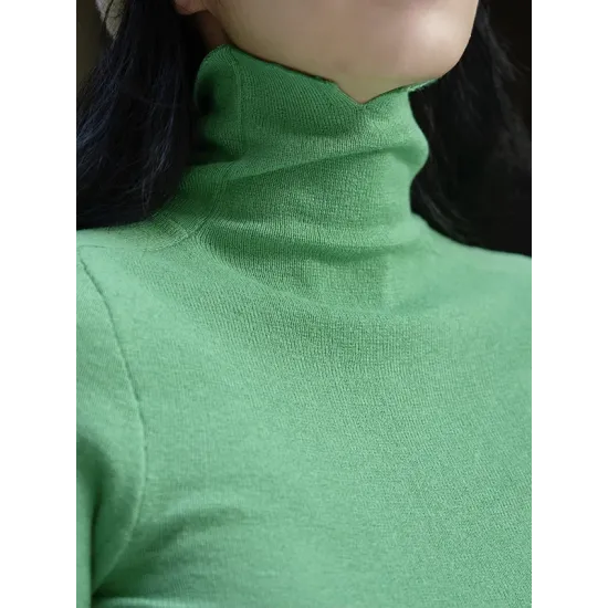 Solid Color Long Sleeves Skinny High-Neck Sweater Tops Pullovers Solid Color Long Sleeves Skinny High-Neck Sweater Tops Pullovers