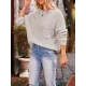 Hollow Pockets Solid Color Batwing Sleeves Long Sleeves Round-Neck Sweater Tops Pullovers Knitwear Hollow Pockets Solid Color Batwing Sleeves Long Sleeves Round-Neck Sweater Tops Pullovers Knitwear