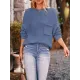 Hollow Pockets Solid Color Batwing Sleeves Long Sleeves Round-Neck Sweater Tops Pullovers Knitwear Hollow Pockets Solid Color Batwing Sleeves Long Sleeves Round-Neck Sweater Tops Pullovers Knitwear