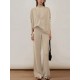Urban Loose Solid Round-Neck Vest Top& V-Neck Sweater Tops& Wide Leg Pants Three-Piece Set Urban Loose Solid Round-Neck Vest Top& V-Neck Sweater Tops& Wide Leg Pants Three-Piece Set