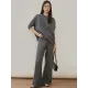 Urban Loose Solid Round-Neck Vest Top& V-Neck Sweater Tops& Wide Leg Pants Three-Piece Set Urban Loose Solid Round-Neck Vest Top& V-Neck Sweater Tops& Wide Leg Pants Three-Piece Set