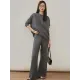 Urban Loose Solid Round-Neck Vest Top& V-Neck Sweater Tops& Wide Leg Pants Three-Piece Set Urban Loose Solid Round-Neck Vest Top& V-Neck Sweater Tops& Wide Leg Pants Three-Piece Set