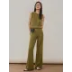 Urban Loose Solid Round-Neck Vest Top& V-Neck Sweater Tops& Wide Leg Pants Three-Piece Set Urban Loose Solid Round-Neck Vest Top& V-Neck Sweater Tops& Wide Leg Pants Three-Piece Set