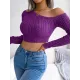 Solid Color Long Sleeves Skinny One-Shoulder Sweater Tops Pullovers Solid Color Long Sleeves Skinny One-Shoulder Sweater Tops Pullovers