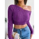 Solid Color Long Sleeves Skinny One-Shoulder Sweater Tops Pullovers Solid Color Long Sleeves Skinny One-Shoulder Sweater Tops Pullovers