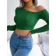 Solid Color Long Sleeves Skinny One-Shoulder Sweater Tops Pullovers Solid Color Long Sleeves Skinny One-Shoulder Sweater Tops Pullovers