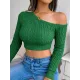 Solid Color Long Sleeves Skinny One-Shoulder Sweater Tops Pullovers Solid Color Long Sleeves Skinny One-Shoulder Sweater Tops Pullovers