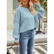 Solid Color Split-Joint Split-Side Batwing Sleeves High-Low Round-Neck Sweater Tops Pullovers Solid Color Split-Joint Split-Side Batwing Sleeves High-Low Round-Neck Sweater Tops Pullovers