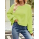 Solid Color Split-Joint Split-Side Batwing Sleeves High-Low Round-Neck Sweater Tops Pullovers Solid Color Split-Joint Split-Side Batwing Sleeves High-Low Round-Neck Sweater Tops Pullovers