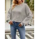 Solid Color Split-Joint Split-Side Batwing Sleeves High-Low Round-Neck Sweater Tops Pullovers Solid Color Split-Joint Split-Side Batwing Sleeves High-Low Round-Neck Sweater Tops Pullovers
