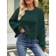 Solid Color Split-Joint Split-Side Batwing Sleeves High-Low Round-Neck Sweater Tops Pullovers Solid Color Split-Joint Split-Side Batwing Sleeves High-Low Round-Neck Sweater Tops Pullovers