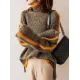Casual Long Sleeves Loose Contrast Color Half Turtleneck Sweater Tops Casual Long Sleeves Loose Contrast Color Half Turtleneck Sweater Tops