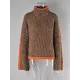 Casual Long Sleeves Loose Contrast Color Half Turtleneck Sweater Tops Casual Long Sleeves Loose Contrast Color Half Turtleneck Sweater Tops
