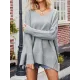 Solid Color Split-Side Batwing Sleeves Long Sleeves V-Neck Sweater Tops Pullovers Knitwear Solid Color Split-Side Batwing Sleeves Long Sleeves V-Neck Sweater Tops Pullovers Knitwear