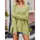 Solid Color Split-Side Batwing Sleeves Long Sleeves V-Neck Sweater Tops Pullovers Knitwear Solid Color Split-Side Batwing Sleeves Long Sleeves V-Neck Sweater Tops Pullovers Knitwear