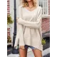 Solid Color Split-Side Batwing Sleeves Long Sleeves V-Neck Sweater Tops Pullovers Knitwear Solid Color Split-Side Batwing Sleeves Long Sleeves V-Neck Sweater Tops Pullovers Knitwear