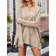 Solid Color Split-Side Batwing Sleeves Long Sleeves V-Neck Sweater Tops Pullovers Knitwear Solid Color Split-Side Batwing Sleeves Long Sleeves V-Neck Sweater Tops Pullovers Knitwear