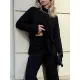 Casual Loose Long Sleeves Split-Side Solid Color High-Neck Sweater Tops Casual Loose Long Sleeves Split-Side Solid Color High-Neck Sweater Tops