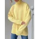 Casual Loose Long Sleeves Split-Side Solid Color High-Neck Sweater Tops Casual Loose Long Sleeves Split-Side Solid Color High-Neck Sweater Tops