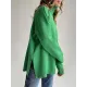 Casual Loose Long Sleeves Split-Side Solid Color High-Neck Sweater Tops Casual Loose Long Sleeves Split-Side Solid Color High-Neck Sweater Tops