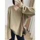 Casual Long Sleeves Loose Solid Color V-Neck Sweater Tops Casual Long Sleeves Loose Solid Color V-Neck Sweater Tops