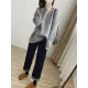 Casual Long Sleeves Loose Solid Color V-Neck Sweater Tops Casual Long Sleeves Loose Solid Color V-Neck Sweater Tops