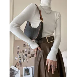 Simple Skinny Long Sleeves Solid Color High-Neck Pullovers