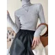 Simple Skinny Long Sleeves Solid Color High-Neck Pullovers