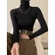 Simple Skinny Long Sleeves Solid Color High-Neck Pullovers