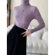 Simple Skinny Long Sleeves Solid Color High-Neck Pullovers