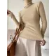 Simple Skinny Long Sleeves Solid Color High-Neck Pullovers
