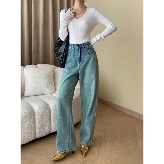Solid Color Long Sleeves Skinny V-Neck Sweater Pullovers Knitwear Solid Color Long Sleeves Skinny V-Neck Sweater Pullovers Knitwear
