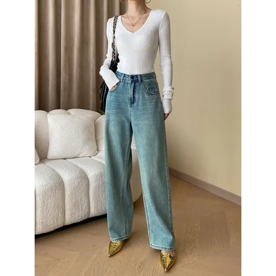 Solid Color Long Sleeves Skinny V-Neck Sweater Pullovers Knitwear Solid Color Long Sleeves Skinny V-Neck Sweater Pullovers Knitwear