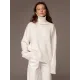 Casual Long Sleeves Loose Solid Color High-Neck Sweater Tops Casual Long Sleeves Loose Solid Color High-Neck Sweater Tops