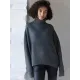 Casual Long Sleeves Loose Solid Color High-Neck Sweater Tops Casual Long Sleeves Loose Solid Color High-Neck Sweater Tops