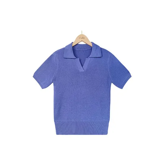 Solid Color Short Sleeves V-Neck Pullovers Knitwear Solid Color Short Sleeves V-Neck Pullovers Knitwear