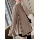 Asymmetric Buttoned High-low Long Sleeves High-neck Sweater Tops Pullovers Knitwear Asymmetric Buttoned High-low Long Sleeves High-neck Sweater Tops Pullovers Knitwear