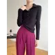 Casual Skinny Loose Solid Color Lapel Collar Pullovers Casual Skinny Loose Solid Color Lapel Collar Pullovers