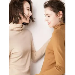 Casual Skinny Long Sleeves Solid Color Heaps Collar Sweater Tops Pullovers
