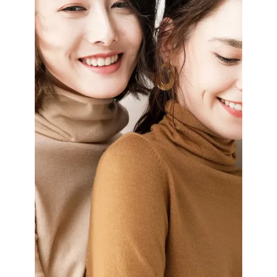 Casual Skinny Long Sleeves Solid Color Heaps Collar Sweater Tops Pullovers Casual Skinny Long Sleeves Solid Color Heaps Collar Sweater Tops Pullovers
