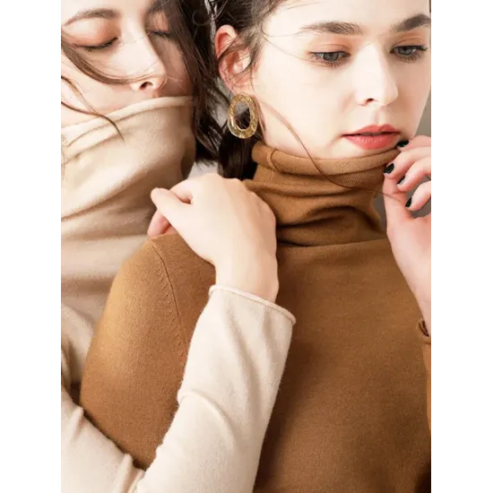 Casual Skinny Long Sleeves Solid Color Heaps Collar Sweater Tops Pullovers Casual Skinny Long Sleeves Solid Color Heaps Collar Sweater Tops Pullovers