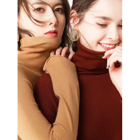 Casual Skinny Long Sleeves Solid Color Heaps Collar Sweater Tops Pullovers Casual Skinny Long Sleeves Solid Color Heaps Collar Sweater Tops Pullovers