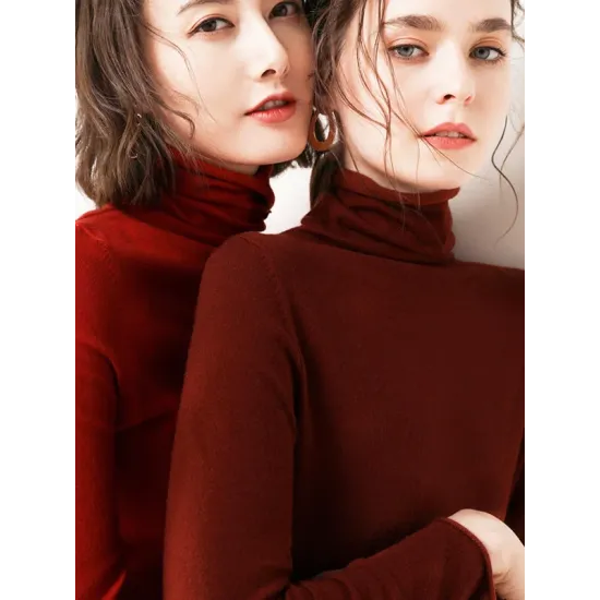 Casual Skinny Long Sleeves Solid Color Heaps Collar Sweater Tops Pullovers Casual Skinny Long Sleeves Solid Color Heaps Collar Sweater Tops Pullovers