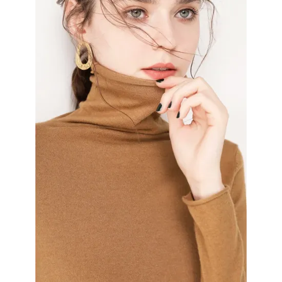 Casual Skinny Long Sleeves Solid Color Heaps Collar Sweater Tops Pullovers Casual Skinny Long Sleeves Solid Color Heaps Collar Sweater Tops Pullovers