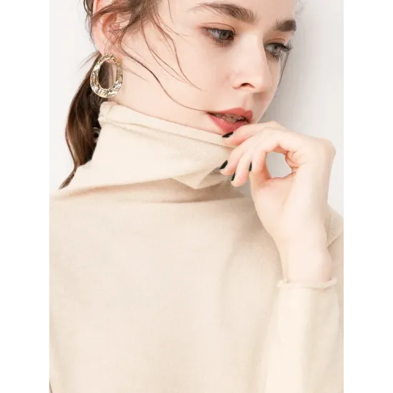 Casual Skinny Long Sleeves Solid Color Heaps Collar Sweater Tops Pullovers Casual Skinny Long Sleeves Solid Color Heaps Collar Sweater Tops Pullovers