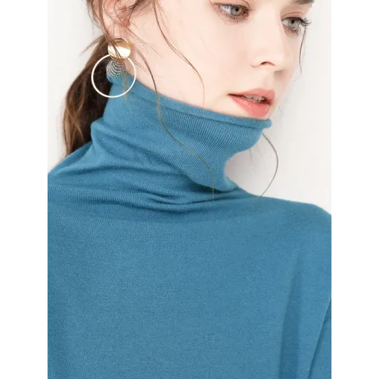 Casual Skinny Long Sleeves Solid Color Heaps Collar Sweater Tops Pullovers Casual Skinny Long Sleeves Solid Color Heaps Collar Sweater Tops Pullovers