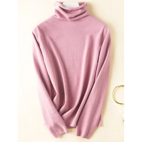 Casual Skinny Long Sleeves Solid Color Heaps Collar Sweater Tops Pullovers Casual Skinny Long Sleeves Solid Color Heaps Collar Sweater Tops Pullovers