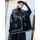 Casual Loose Long Sleeves Contrast Color Jacquard High-Neck Sweater Tops Casual Loose Long Sleeves Contrast Color Jacquard High-Neck Sweater Tops