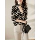 Original Skinny Long Sleeves Contrast Color Jacquard High-Neck Sweater Tops Original Skinny Long Sleeves Contrast Color Jacquard High-Neck Sweater Tops