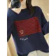 Casual Loose Long Sleeves Striped Round-Neck Sweater Tops Casual Loose Long Sleeves Striped Round-Neck Sweater Tops